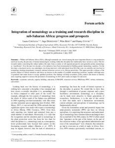 Integration of nematology as a training and research discipline in sub-Saharan Africa: progress and prospects