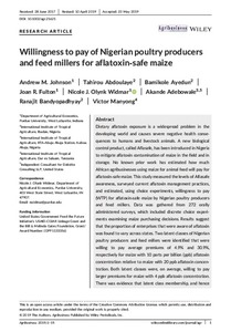 Willingness to pay of Nigerian poultry producers and feed millers for aflatoxin‐safe maize