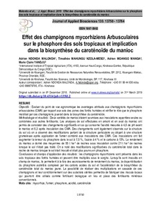 Effet des champignons mycorhiziens Arbusculaires sur le phosphore des sols tropicaux et implication dans la biosynthèse du caroténoïde du manioc
