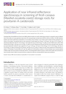 Application of near infrared reflectance spectroscopy in screening of fresh cassava (Manihot esculenta crantz) storage roots for provitamin A carotenoids