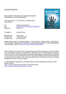 Post-harvest technology change in cassava processing: a choice paradigm