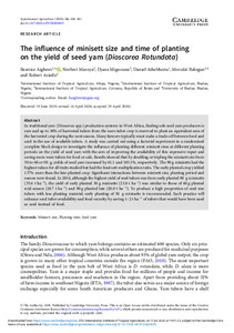 The influence of minisett size and time of planting on the yield of seed yam (Dioscorea Rotundata)