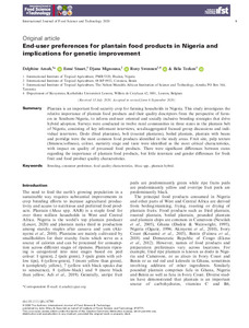 End-user preferences for plantain food products in Nigeria and implications for genetic improvement