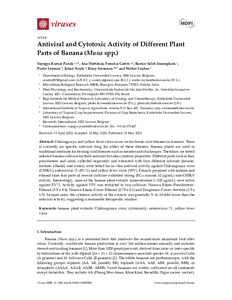 Antiviral and cytotoxic activity of different plant parts of banana (Musa spp.)