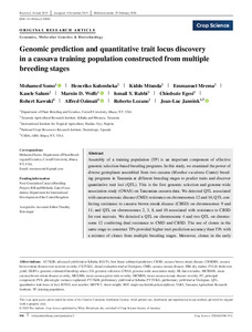 Genomic prediction and quantitative trait locus discovery in a cassava training population constructed from multiple breeding stages