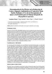 Determinación de los efectos en la reducción de costos e impacto ambiental en el control de tizón tardío mediante el uso de la herramienta de apoyo a la decisión para el manejo integrado de Phytophthora infestans