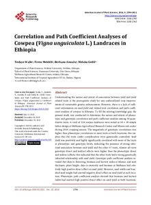 Correlation and path coefficient analyses of cowpea (Vigna unguiculata L.) landraces in Ethiopia