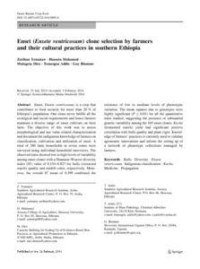 Enset (Ensete ventricosum) clone selection by farmers and their cultural practices in southern Ethiopia
