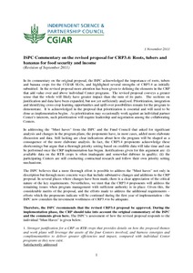 ISPC Commentary on the Revised Proposal for CRP3.4: Roots, tubers and bananas for food security and income