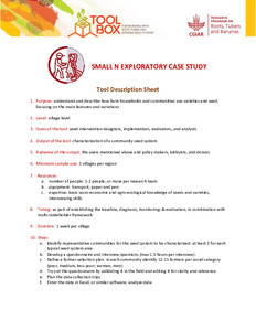 Tool description sheet to the small N exploratory case study