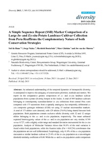 A Simple Sequence Repeat (SSR) marker comparison of a large in- and ex-situ potato landrace cultivar collection from Peru reaffirms the complementary nature of both conservation strategies.