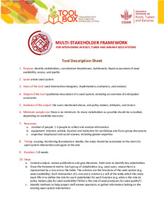 Description sheet to the multi-stakeholder framework for intervening in root, tuber and banana seed systems.