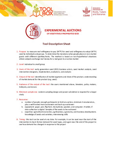 Tool description sheet to experimental auctions of vegetatively propagated seed
