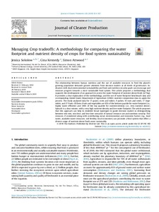 Managing crop tradeoffs: A methodology for comparing the water footprint and nutrient density of crops for food system sustainability