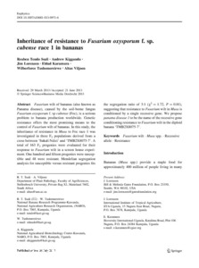 Inheritance of resistance to Fusarium oxysporum f. sp. cubense Race 1 in bananas